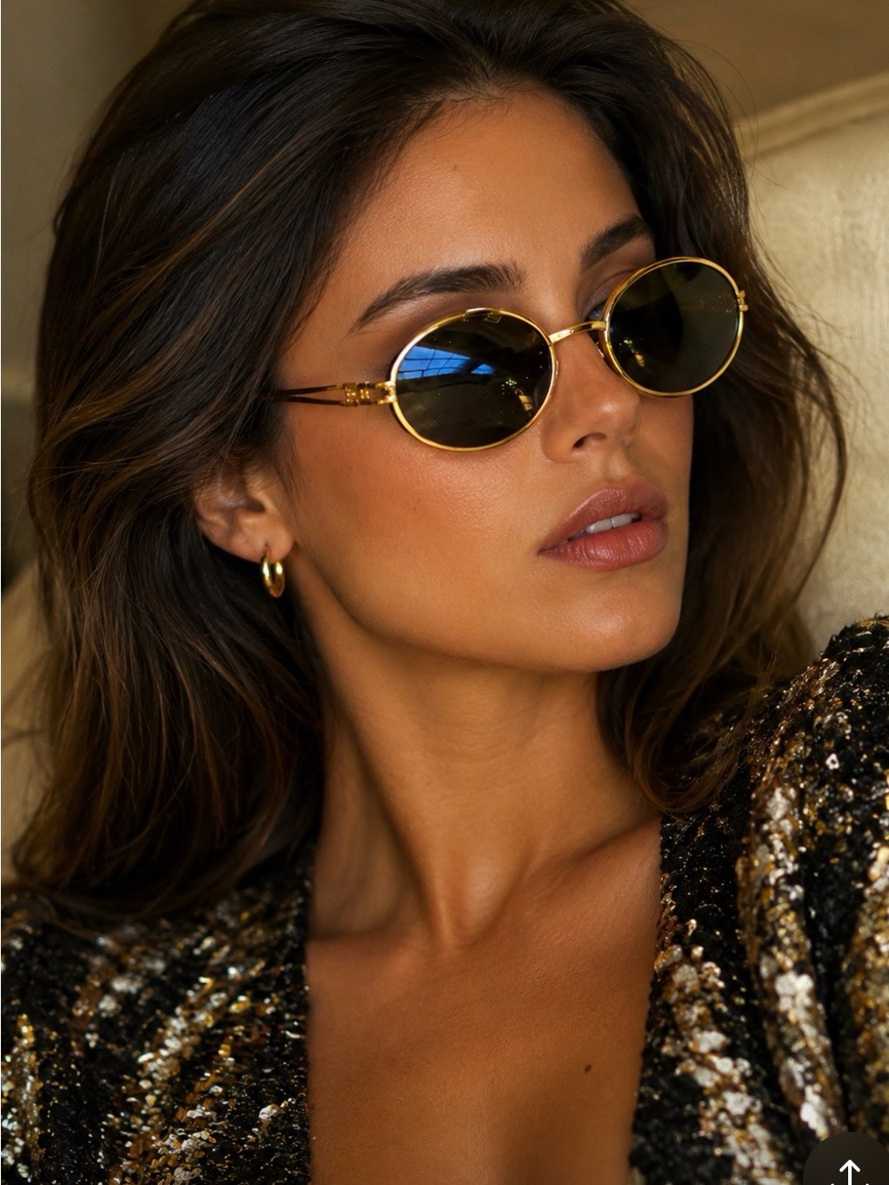 EUC Vintage Versace Gold & Black Women's Sunglasses w Case - Picture 2 of 8